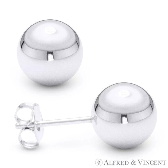 5mm Polished Lightweight Hollow-Ball Stud Earrings in .925 Sterling Silver - Picture 1 of 1